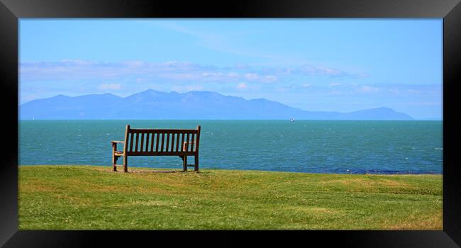 Isle of Arran viewed from a Troon bench Framed Print by Allan Durward Photography