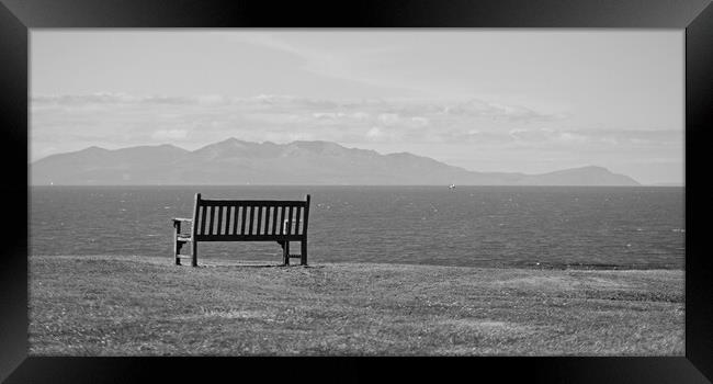 Troon bench overlooking Isle of Arran Framed Print by Allan Durward Photography