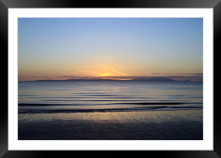 Prestwick view of Arran sunset Framed Mounted Print by Allan Durward Photography