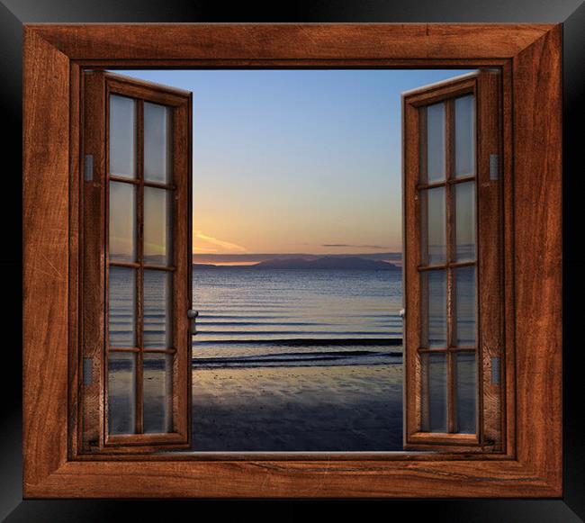 Arran at sunset, a window view Framed Print by Allan Durward Photography