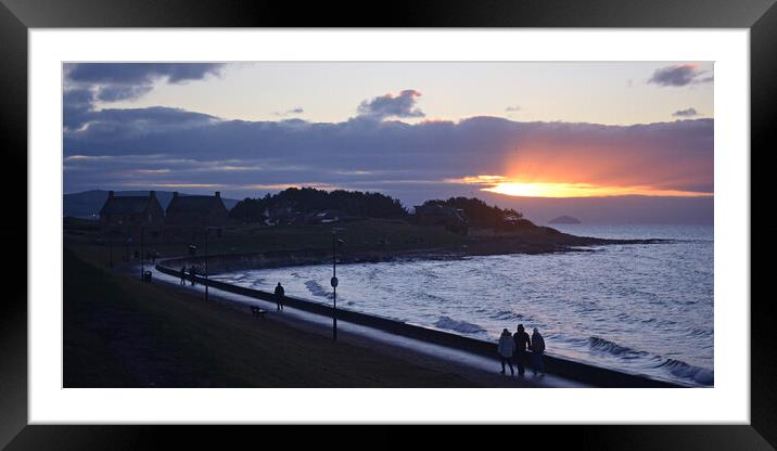 Prestwick beach at sunset Framed Mounted Print by Allan Durward Photography
