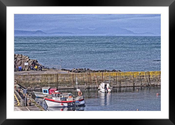 Dunure harbour berthed boats Framed Mounted Print by Allan Durward Photography