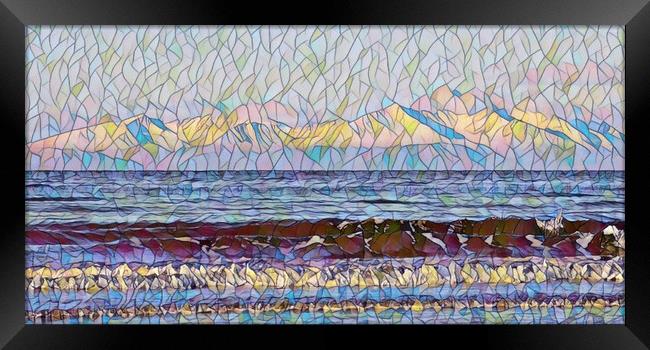 Snow topped Arran mountains (mosaic) Framed Print by Allan Durward Photography