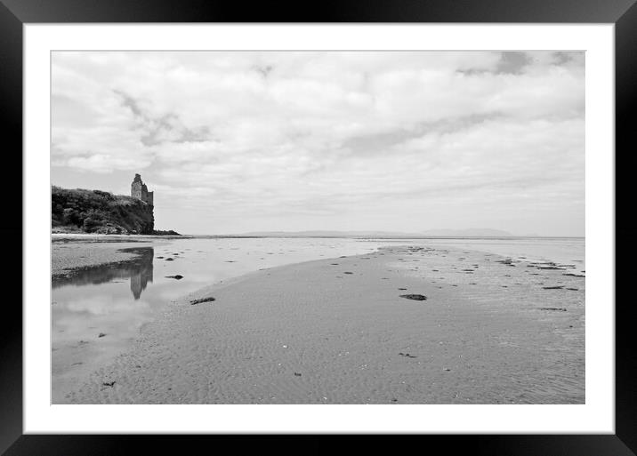 Black&white Greenan Castle and Arran Framed Mounted Print by Allan Durward Photography