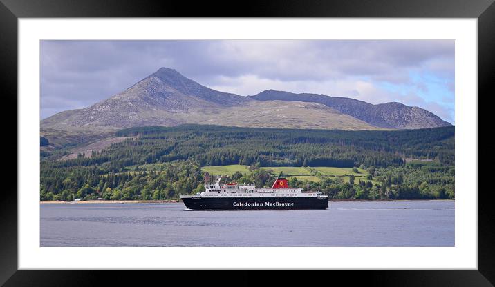 Cal Mac ferry and Goat Fell Framed Mounted Print by Allan Durward Photography