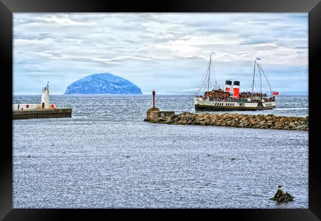  PS Waverley about to berth at Girvan, Ayrshire Framed Print by Allan Durward Photography