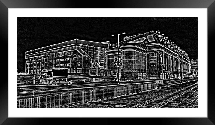 Ibrox stadium pencil drawing abstract Framed Mounted Print by Allan Durward Photography