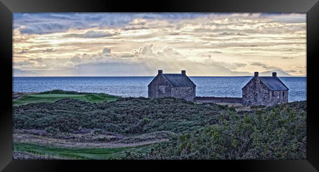 Prestwick salt pan houses as sunset approaches Framed Print by Allan Durward Photography