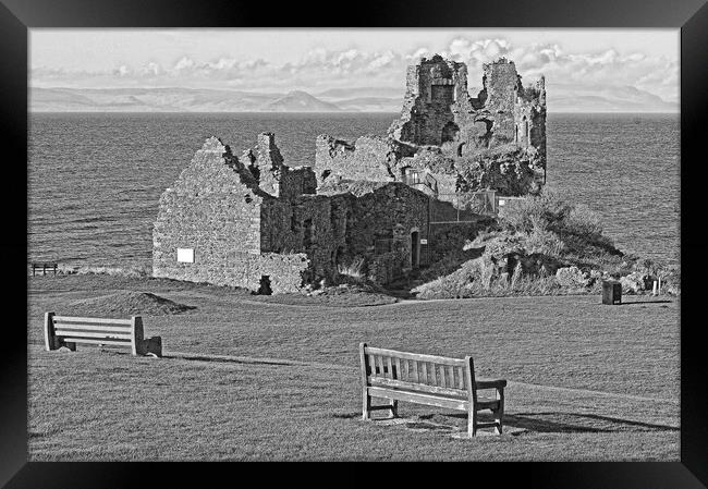 Dunure Castle, Ayrshire, Scotland (black&white abstract) Framed Print by Allan Durward Photography