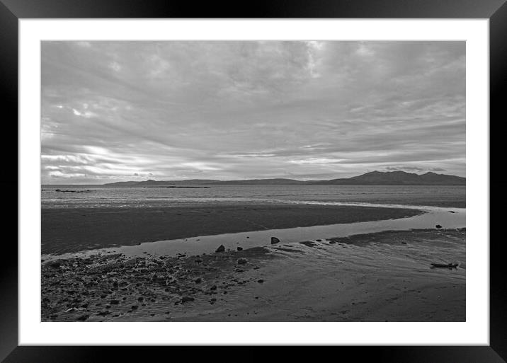 Seamill beach and Isle of Arran (b/w) Framed Mounted Print by Allan Durward Photography