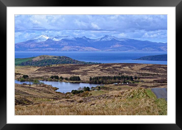 Fairlie moor view of Arran snow capped mountains Framed Mounted Print by Allan Durward Photography