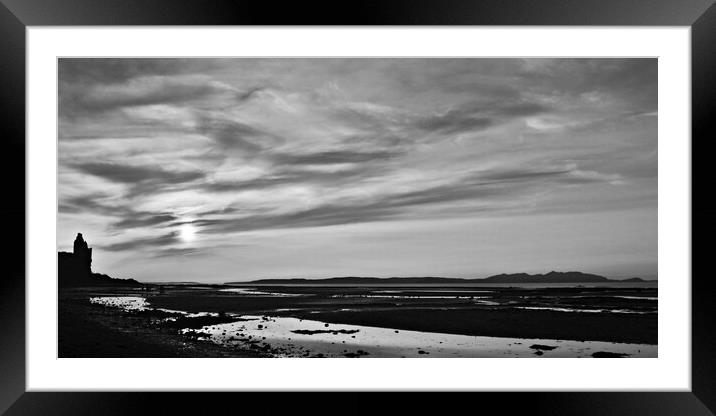 Isle of Arran and Greenan castle at sunset Framed Mounted Print by Allan Durward Photography