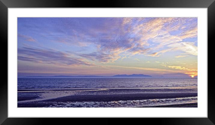 Isle of Arran sunset from Ayr beach Framed Mounted Print by Allan Durward Photography