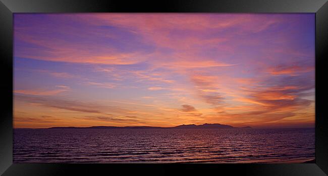 Arran and a colourful sky at dusk Framed Print by Allan Durward Photography