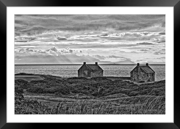 Prestwick salt pan houses (B&W) Framed Mounted Print by Allan Durward Photography