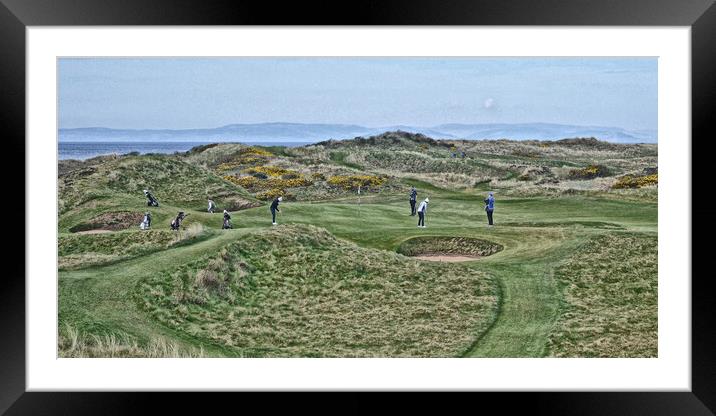 The Postage Stamp Troon and golfers Framed Mounted Print by Allan Durward Photography