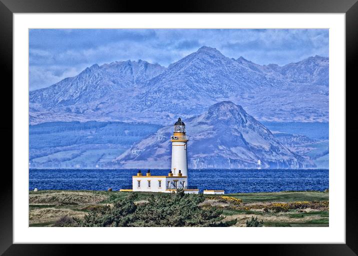 Turnberry lighthouse and Arran (painting effect) Framed Mounted Print by Allan Durward Photography