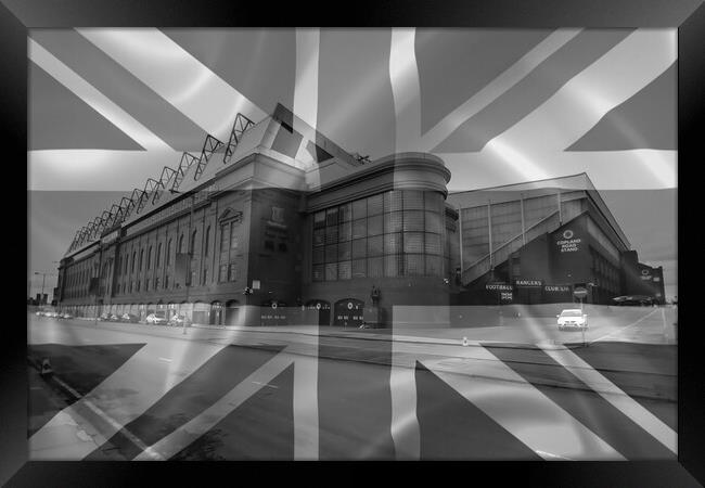 Ibrox stadium, Union Jack  (Abstract) Framed Print by Allan Durward Photography