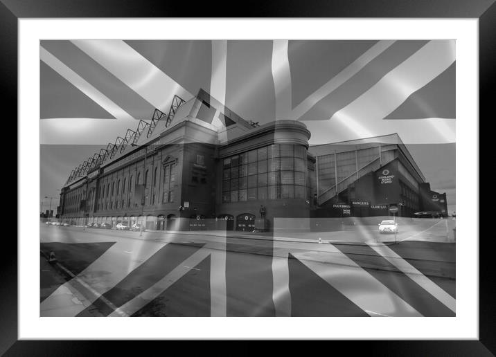 Ibrox stadium, Union Jack  (Abstract) Framed Mounted Print by Allan Durward Photography