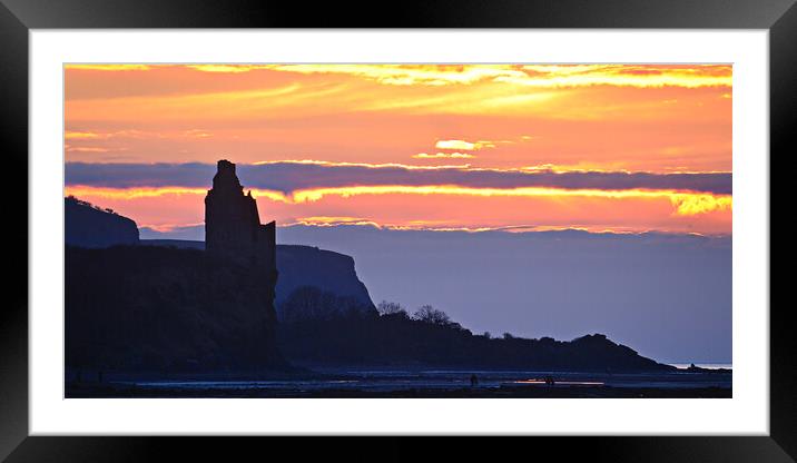 Greenan castle, sunset, colourful sky Framed Mounted Print by Allan Durward Photography