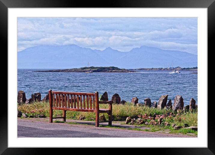 Millport bench and Arran view Framed Mounted Print by Allan Durward Photography