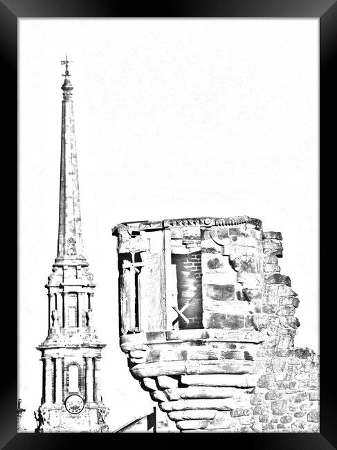 Ayr architecture (pencil drawing) Framed Print by Allan Durward Photography