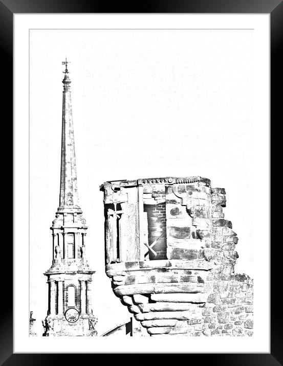 Ayr architecture (pencil drawing) Framed Mounted Print by Allan Durward Photography