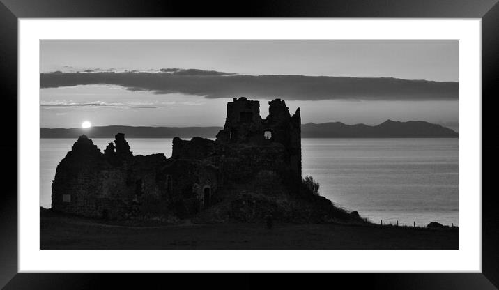 Ayrshire coastal sunset at Dunure Castle  Framed Mounted Print by Allan Durward Photography