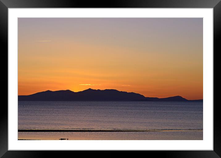 Last of the days light dipping behind Arran Framed Mounted Print by Allan Durward Photography