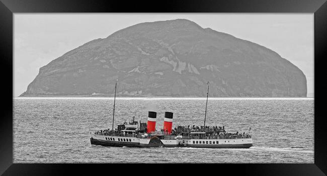 Waverley paddle steamer and Ailsa Craig  (mono/col Framed Print by Allan Durward Photography