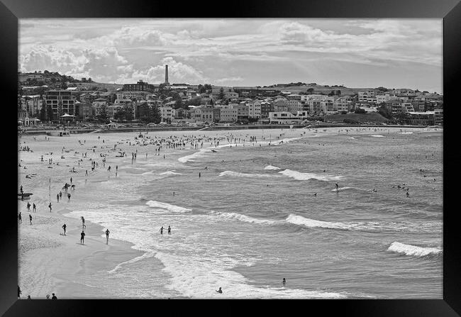 Bondi beach, Sydney Australia (black and white) Framed Print by Allan Durward Photography