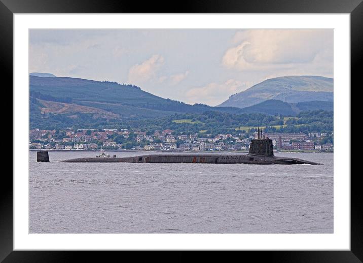 A Royal Navy submarine passing Dunoon Framed Mounted Print by Allan Durward Photography