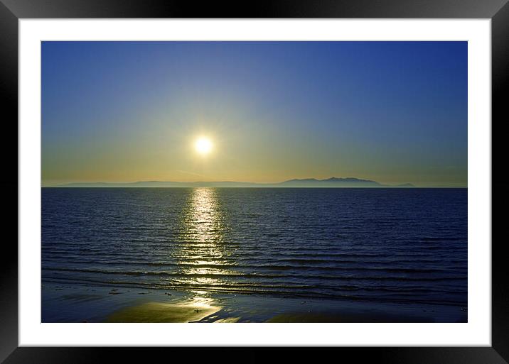 Sun setting over Isle of Arran, Scotland Framed Mounted Print by Allan Durward Photography