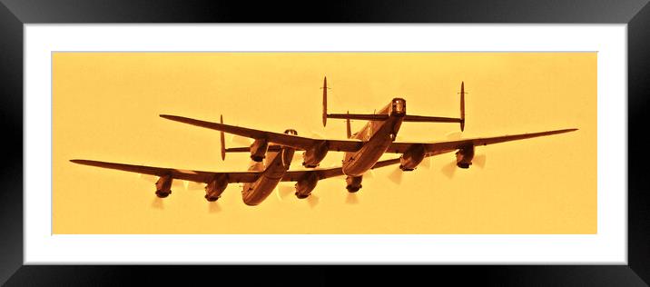 Avro Lancasters (sepia) Framed Mounted Print by Allan Durward Photography