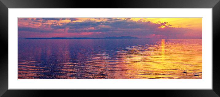 Arran sunset, colourful sky, an Ayr view Framed Mounted Print by Allan Durward Photography