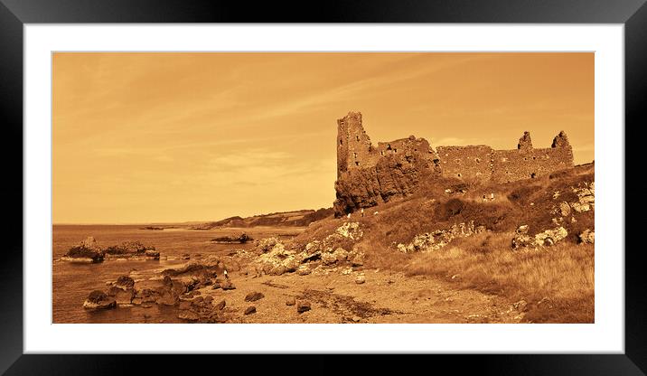 Dunure Castle, Ayrshire Scotland (sepia) Framed Mounted Print by Allan Durward Photography