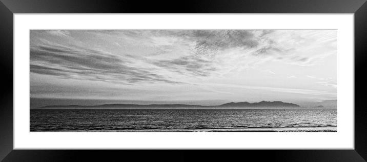 Silhouetted Isle of Arran at sunset Framed Mounted Print by Allan Durward Photography