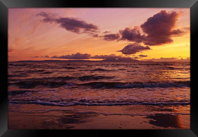 A Prestwick sunset over Arran Framed Print by Allan Durward Photography