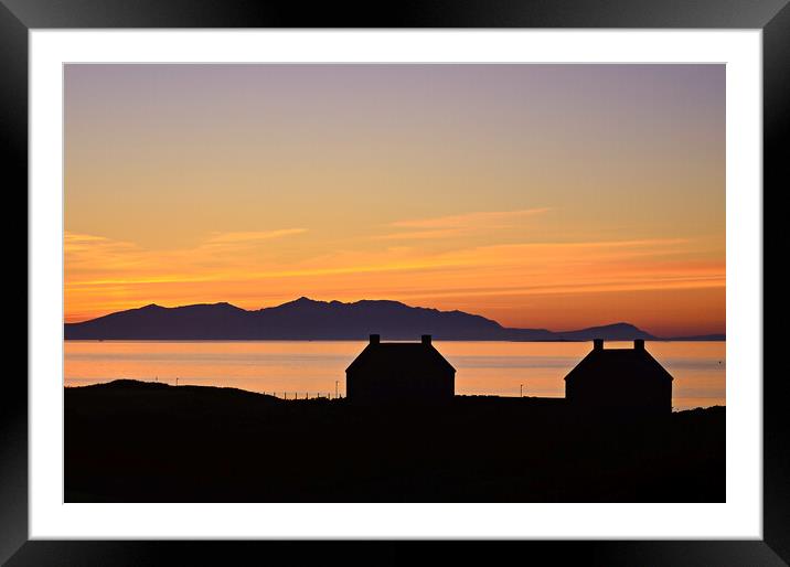 Prestwick and Arran silhouetted at sunset Framed Mounted Print by Allan Durward Photography