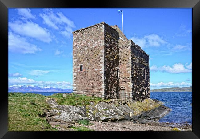 Portencross Castle and snow capped Arran Framed Print by Allan Durward Photography