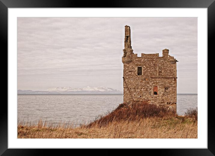 Greenan Castle Ayr and Arran mountains  Framed Mounted Print by Allan Durward Photography