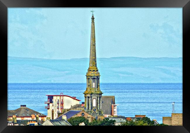 Ayr town Hall spire and Firth of Clyde view Framed Print by Allan Durward Photography