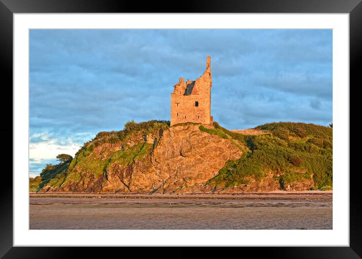 Scottish Castles, Greenan Castle  SW of Ayr at sun Framed Mounted Print by Allan Durward Photography