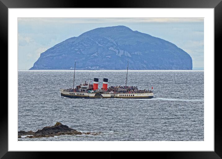 Ailsa Craig, with PS Waverley on Clyde cruise Framed Mounted Print by Allan Durward Photography