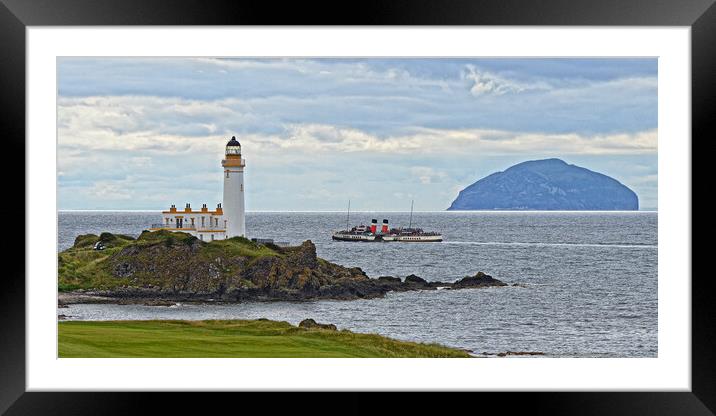 Turnberry lighthouse and Ailsa Craig, PS Waverley Framed Mounted Print by Allan Durward Photography