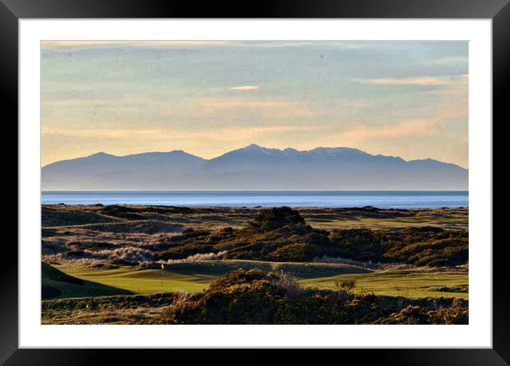 Royal Troon Golf Course and Arran mountains Framed Mounted Print by Allan Durward Photography