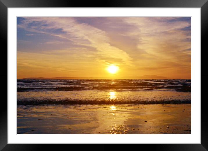 Ayrshire coastal sunset, Ayr and Arran Framed Mounted Print by Allan Durward Photography
