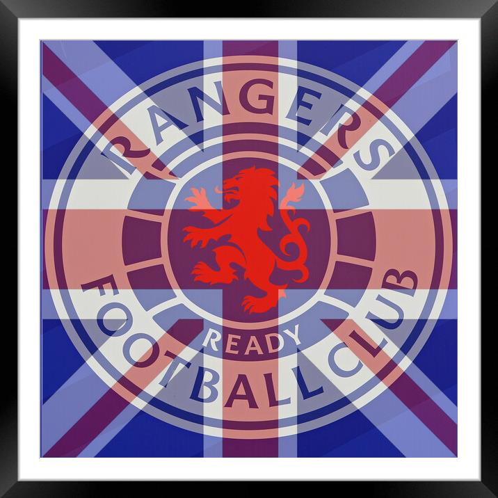 Rangers FC emblem and Union Jack Framed Mounted Print by Allan Durward Photography