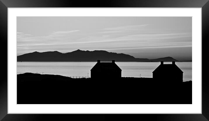 Arran and Prestwick salt pan houses silhouetted Framed Mounted Print by Allan Durward Photography