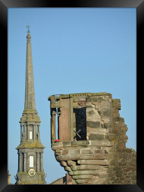 Ayr`s Town Hall steeple and Miller`s Folly Framed Print by Allan Durward Photography